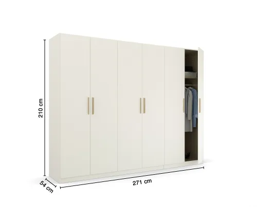 Kleiderschrank Drehtürenschrank Quadra-Spin | 6-türig | alpinweiß | 271x210 | Griff Skandi