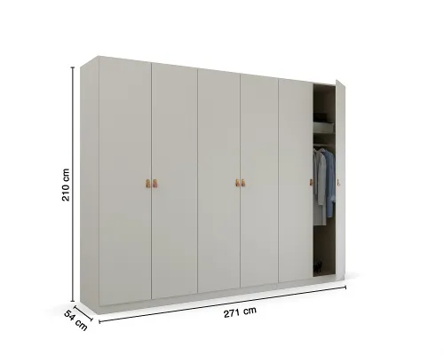 Kleiderschrank Drehtürenschrank Quadra-Spin | 6-türig | seidengrau | 271x210 | Griff Homey