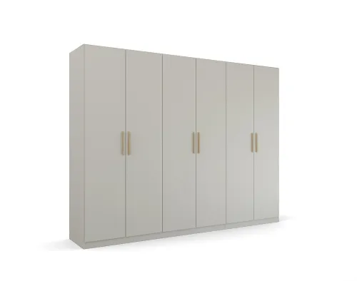 Kleiderschrank Drehtürenschrank Quadra-Spin | 6-türig | seidengrau | 271x210 | Griff Skandi