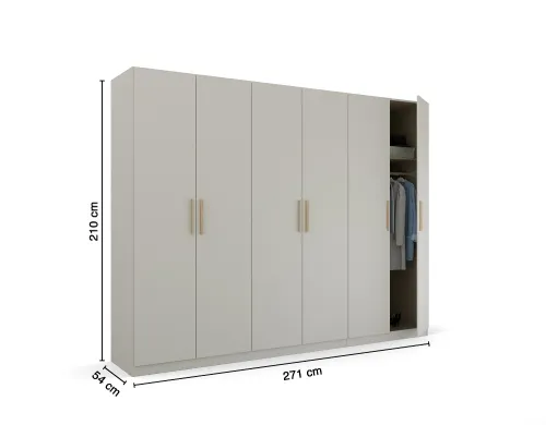 Kleiderschrank Drehtürenschrank Quadra-Spin | 6-türig | seidengrau | 271x210 | Griff Skandi