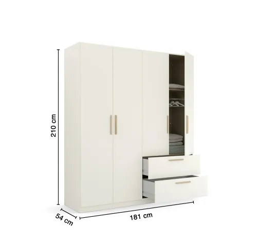 Kleiderschrank Drehtürenschrank Quadra-Spin | mit Schubkästen | alpinweiß | verschiedene Größen