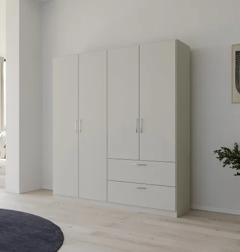 Kleiderschrank Drehtürenschrank Quadra-Spin | mit Schubkästen | seidengrau | verschiedene Größen