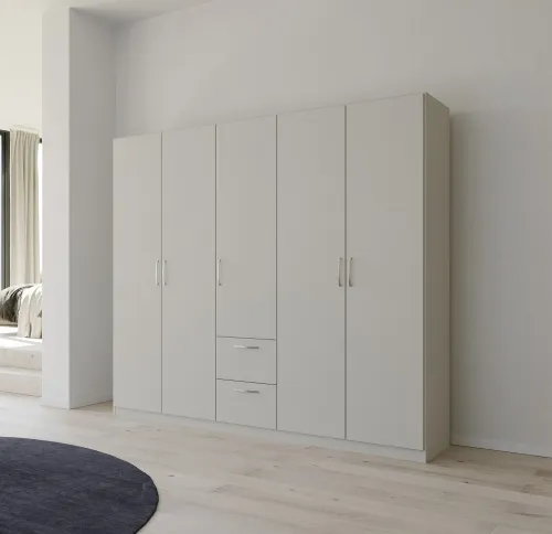 Kleiderschrank Drehtürenschrank Quadra-Spin | mit Schubkästen | seidengrau | verschiedene Größen