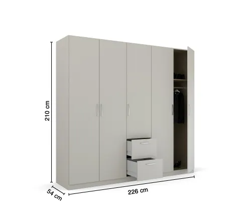 Kleiderschrank Drehtürenschrank Quadra-Spin | mit Schubkästen | seidengrau | verschiedene Größen