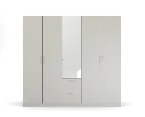 Kleiderschrank Drehtürenschrank Quadra-Spin | mit Spiegel & Schubkästen | seidengrau | verschiedene Größen