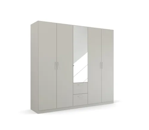 Kleiderschrank Drehtürenschrank Quadra-Spin | mit Spiegel & Schubkästen | seidengrau | verschiedene Größen