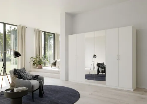 Kleiderschrank Drehtürenschrank Quadra-Spin | mit Spiegeltüren | alpinweiß | verschiedene Größen
