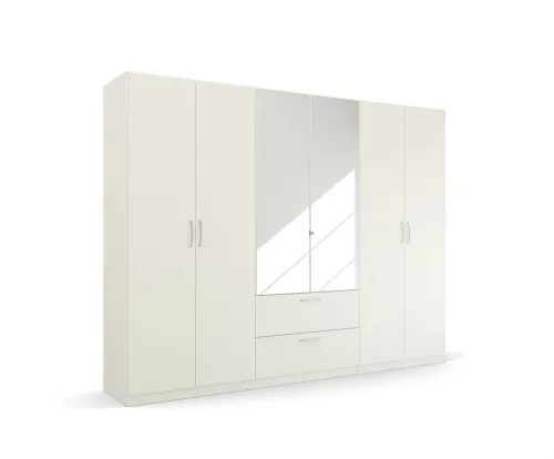 Kleiderschrank Drehtürenschrank Quadra-Spin | mit Spiegeltüren & Schubkästen | alpinweiß | Griff