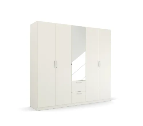 Kleiderschrank Drehtürenschrank Quadra-Spin | mit Spiegeltüren & Schubkästen | alpinweiß | Griff