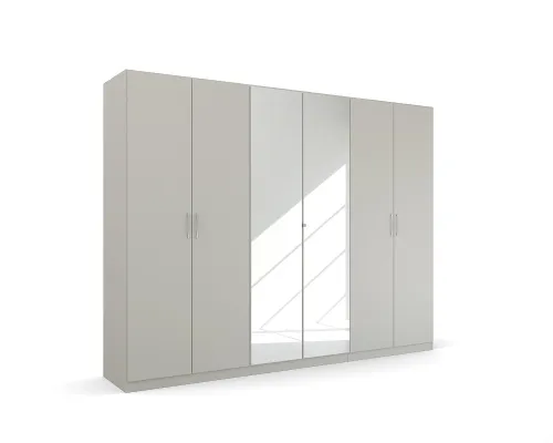 Kleiderschrank Drehtürenschrank Quadra-Spin | mit Spiegeltüren | seidengrau | verschiedene Größen