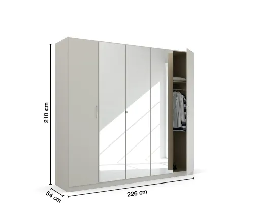 Kleiderschrank Drehtürenschrank Quadra-Spin | mit Spiegeltüren | seidengrau | verschiedene Größen