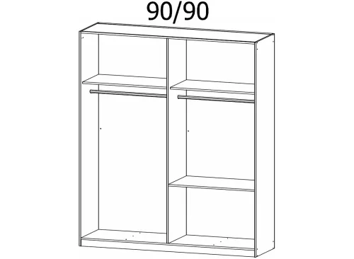 Kleiderschrank Drehtürenschrank Skandi | 4-türig | mit Schubkästen | seidengrau | 181x210
