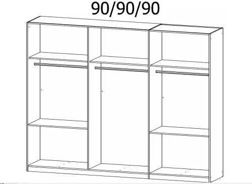 Kleiderschrank Drehtürenschrank Skandi | 6-türig | mit Schubkästen | seidengrau | 271x210