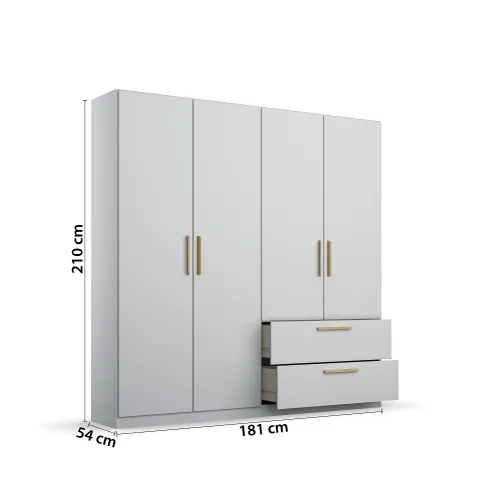 Kleiderschrank Drehtürenschrank Skandi | mit Schubkästen | seidengrau | verschiedene Größen