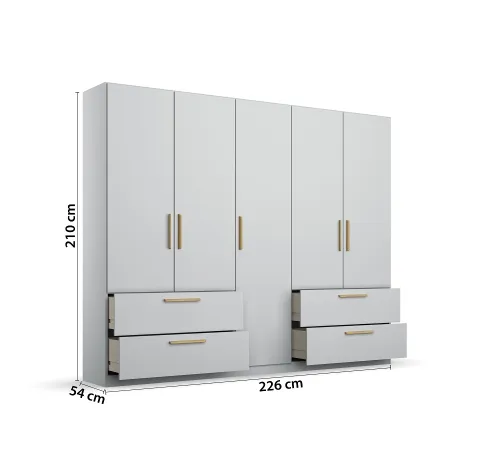 Kleiderschrank Drehtürenschrank Skandi | mit Schubkästen | seidengrau | verschiedene Größen