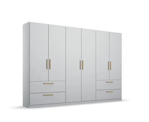 Kleiderschrank Drehtürenschrank Skandi | mit Schubkästen | seidengrau | verschiedene Größen