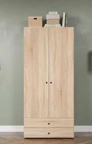Kleiderschrank Garderobenschrank Basics mit Schubkästen | Eiche Sonoma hell