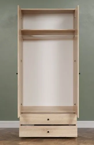 Kleiderschrank Garderobenschrank Basics mit Schubkästen | Eiche Sonoma hell