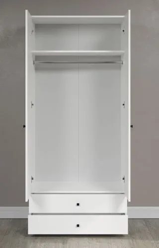 Kleiderschrank Garderobenschrank Basics mit Schubkästen | weiß