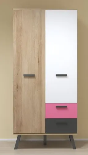 Kleiderschrank Mats Color | Bianco Buche / blau oder rosa