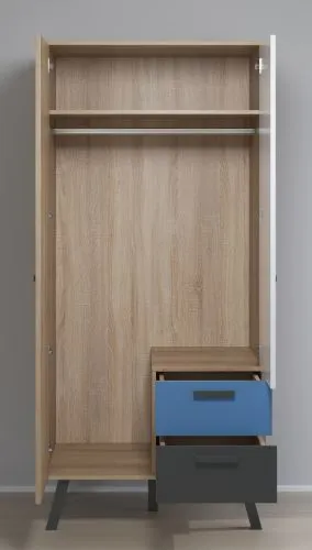 Kleiderschrank Mats Color | Bianco Buche / blau oder rosa