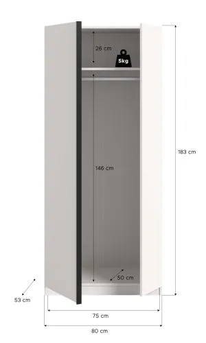 Kleiderschrank Oakland | mit 2 Türen | weiß