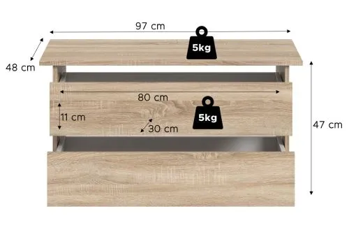 Kleiderschrank Oakland | mit 5 Türen & Schubkästeneinsätzen | Sonoma Eiche