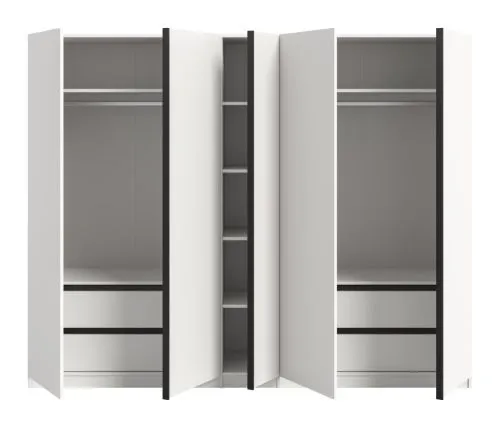 Kleiderschrank Oakland | mit 5 Türen & Schubkästeneinsätzen | weiß