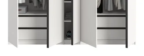 Kleiderschrank Oakland | mit 5 Türen & Schubkästeneinsätzen | weiß