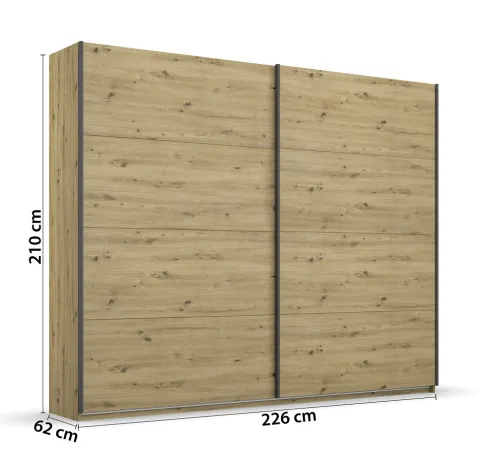 Kleiderschrank Schwebetürenschrank Apollon | 2-türig | Eiche Artisan