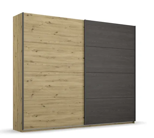 Kleiderschrank Schwebetürenschrank Apollon | 2-türig | Eiche Artisan / Eiche Black