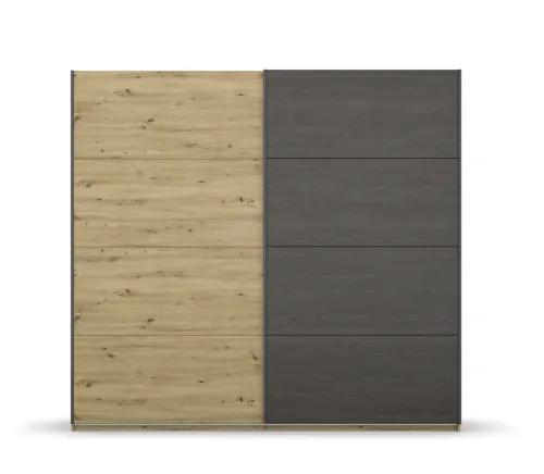 Kleiderschrank Schwebetürenschrank Apollon | 2-türig | Eiche Artisan / Eiche Black