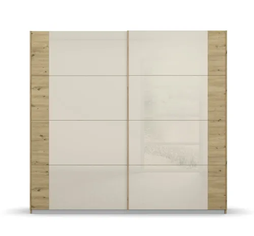 Kleiderschrank Schwebetürenschrank Artemis | mit Glastüren | Eiche Artisan / champagner | verschiedene Größen