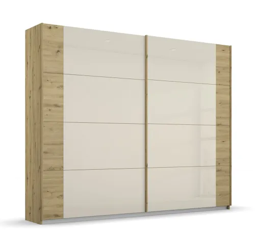 Kleiderschrank Schwebetürenschrank Artemis | mit Glastüren | Eiche Artisan / champagner | verschiedene Größen