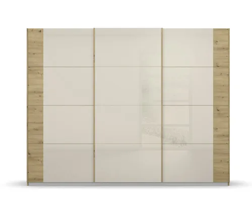 Kleiderschrank Schwebetürenschrank Artemis | mit Glastüren | Eiche Artisan / champagner | verschiedene Größen