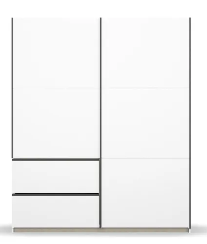 Kleiderschrank Schwebetürenschrank Sevilla | 2-türig | Alpinweiß / grau metallic | 175 x 210 x 59 cm
