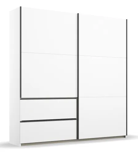 Kleiderschrank Schwebetürenschrank Sevilla | 2-türig | Alpinweiß / grau metallic | 175 x 210 x 59 cm
