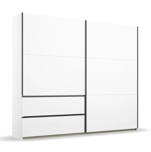 Kleiderschrank Schwebetürenschrank Sevilla | 2-türig | Alpinweiß / grau metallic | 218 x 210 x 59 cm