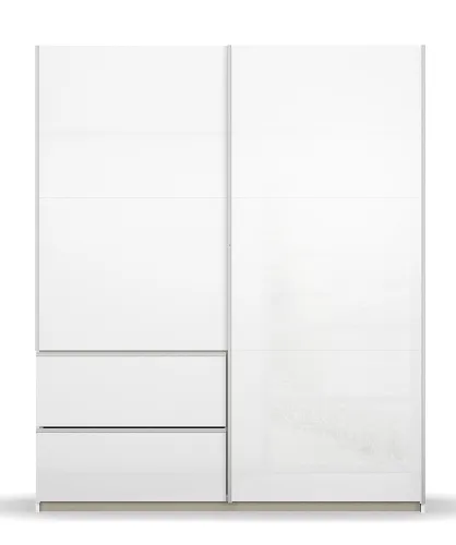 Kleiderschrank Schwebetürenschrank Sevilla | 2-türig | Alpinweiß Hochglanz | 175 x 210 x 59 cm