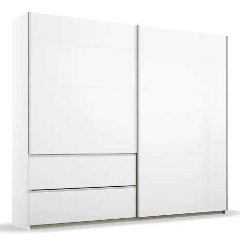 Kleiderschrank Schwebetürenschrank Sevilla | 2-türig | Alpinweiß Hochglanz | 218 x 210 x 59 cm