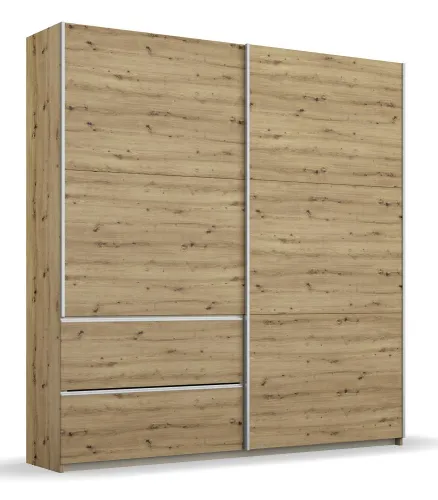 Kleiderschrank Schwebetürenschrank Sevilla | 2-türig | Eiche Artisan | 175 x 210 x 59 cm