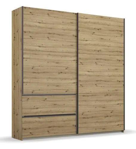 Kleiderschrank Schwebetürenschrank Sevilla | 2-türig | Eiche Artisan / grau metallic | 175 x 210 x 59 cm
