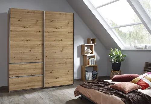 Kleiderschrank Schwebetürenschrank Sevilla | 2-türig | Eiche Artisan | verschiedene Größen