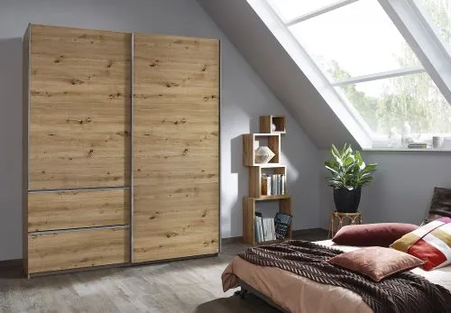 Kleiderschrank Schwebetürenschrank Sevilla | 2-türig | Eiche Artisan | verschiedene Größen