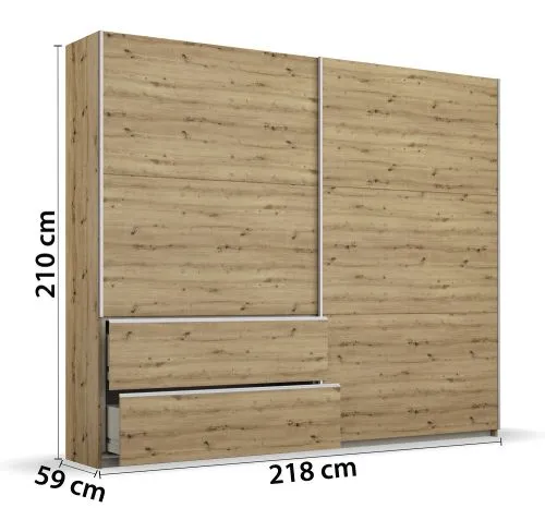 Kleiderschrank Schwebetürenschrank Sevilla | 2-türig | Eiche Artisan | verschiedene Größen