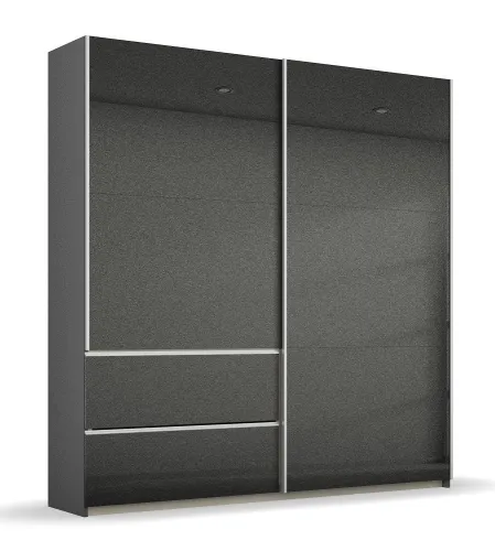 Kleiderschrank Schwebetürenschrank Sevilla | 2-türig | grau Hochglanz | 175 x 210 x 59 cm