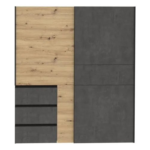 Kleiderschrank Schwebetürenschrank WINN 2 | 2-türig | Artisan Eiche / Beton grau | 170,3x200,5x61,2 cm