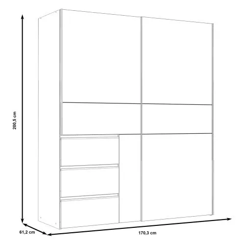 Kleiderschrank Schwebetürenschrank WINN 2 | 2-türig | Artisan Eiche / Beton grau | 170,3x200,5x61,2 cm