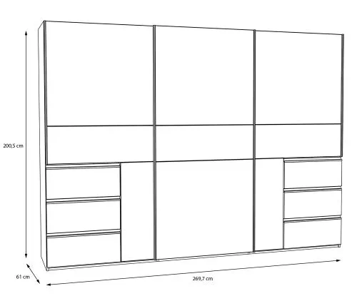 Kleiderschrank Schwebetürenschrank WINN 2 | 2-türig | Artisan Eiche / Dunkelgrau | 269,7x200,5x61,2 cm