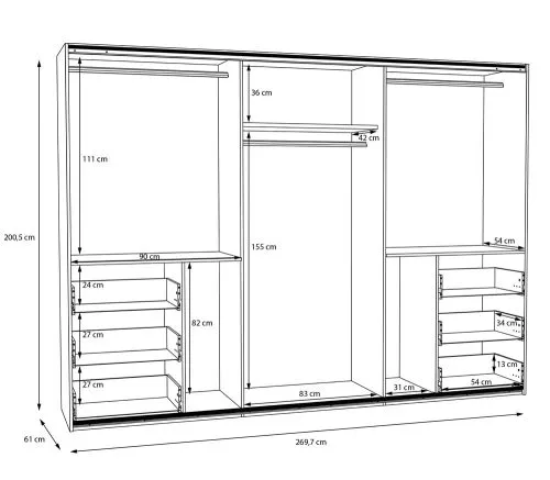 Kleiderschrank Schwebetürenschrank WINN 2 | 2-türig | Artisan Eiche / Dunkelgrau | verschiedene Größe